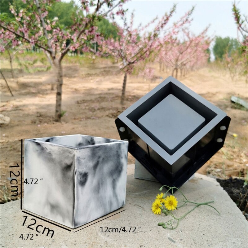 Grand Pot de fleur carré en béton de 12cm, moule en Silicone pour jardinière succulente, moules pour plantes succulentes faites maison, directe