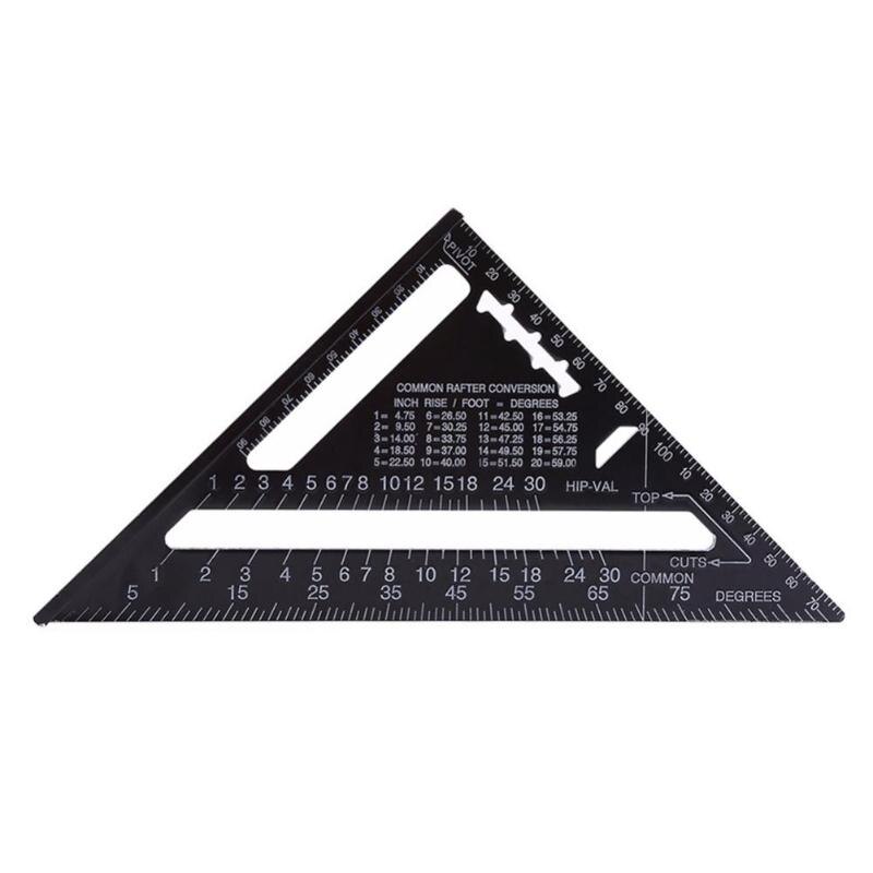 7/12 tommers trekant vinkellinjal vinkelmåler trebearbeiding multifunksjonsverktøy hurtiglest firkantet layout måler som måler aluminiumslegering
