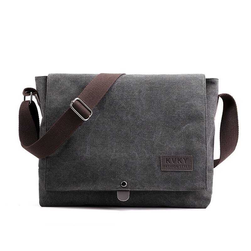 Manet Canvas Mannen Aktetas Medium Crossbody Schouder Messenger Bags Man Zakelijke Tas Casual Solid Multi Functie Draagbare Tassen: Black