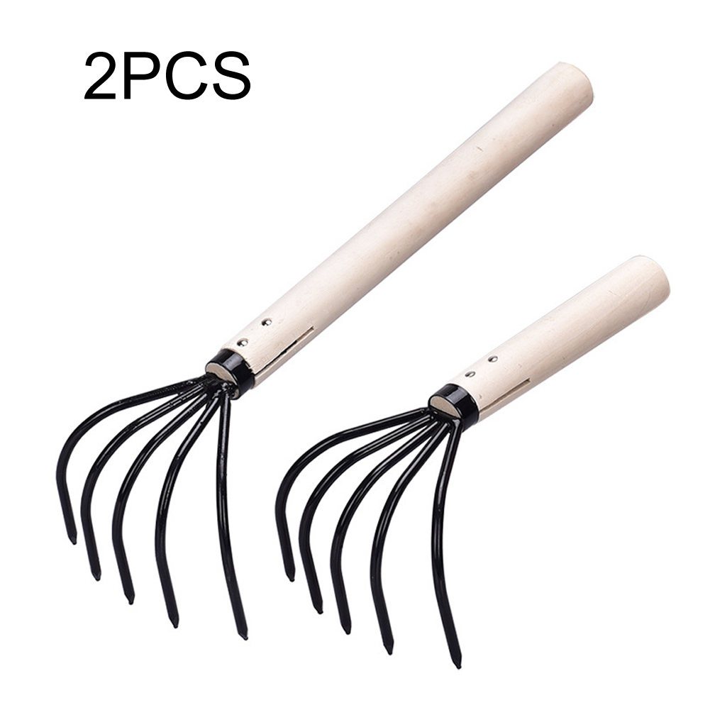2pcs Rust Resistant Garden Tool Ergonomic Weeding Soil Hand Cultivator 5 Tine Claw Rake Lawn Bendproof Patio Carbon Steel