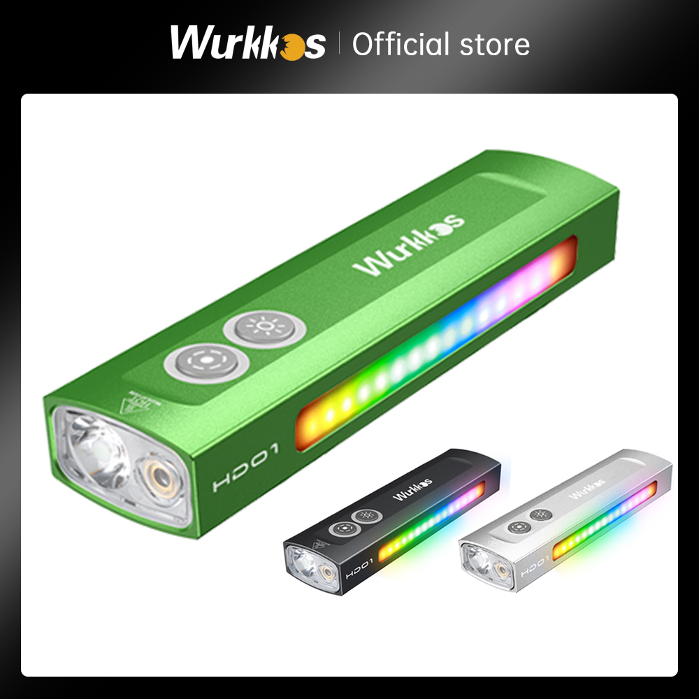 Wurkkos nueva linterna multifuncional HD01 1200 LM con luz verde luz blanca 90CRI luces laterales RGB IP65 impermeable senderismo
