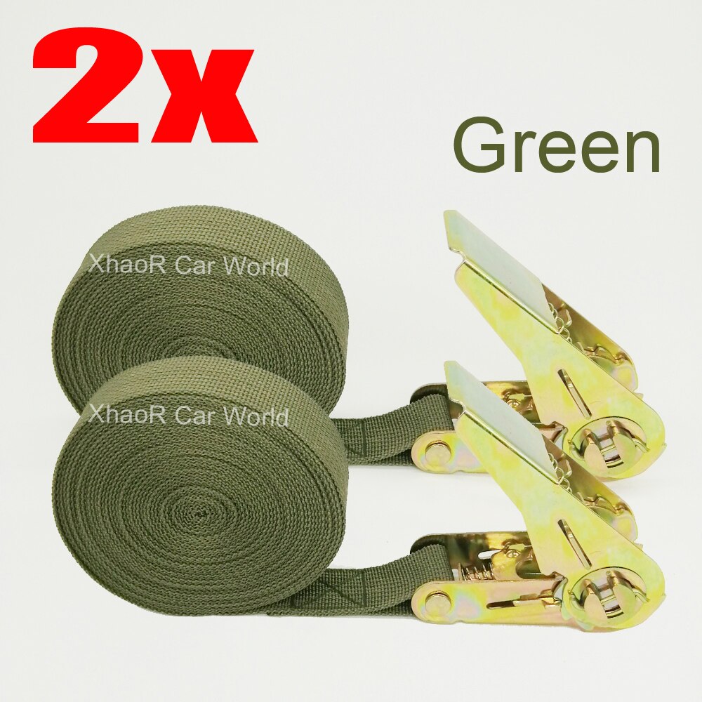 2 Pcs 5 Meter Spanbanden Verstelbare Cargo Bandjes Voor Auto Motor Fiets Ratchet Tie-Down Riem Voor Bagage tas Binden Riemen: Green