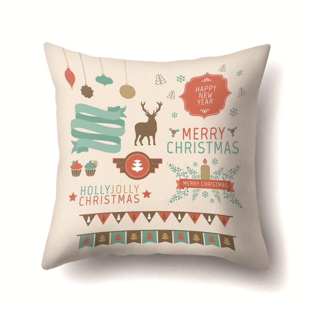 Mignon cerf noël housse de coussin Polyester décoratif jeter oreiller noël nouvel an décor à la maison cojines decorativos para canapé 40543: 2BZ-40543-097