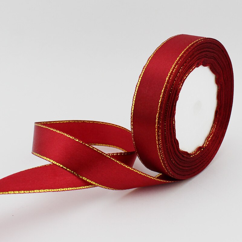 (25 Yards/rolle) 20mm Satin Band Gold Rand Verpackung Handmade DIY Band Rolle