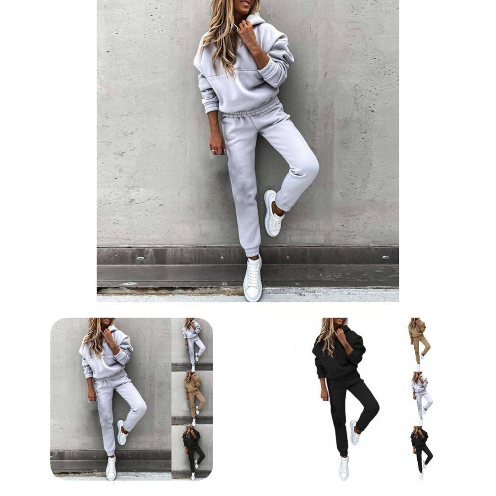 1 Set Jumpsuits Outfits Set Trendy Breathable Simple for Daily Wear Hoodie Sweatpants Set Women Outfits Sweatsuits