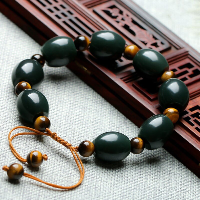 Natural Hetian Qingyu Lu lu tong Jade Bracelet Jewelry Fine Jewelry Lucky Exorcise evil spirits Auspicious Jade Bracelet