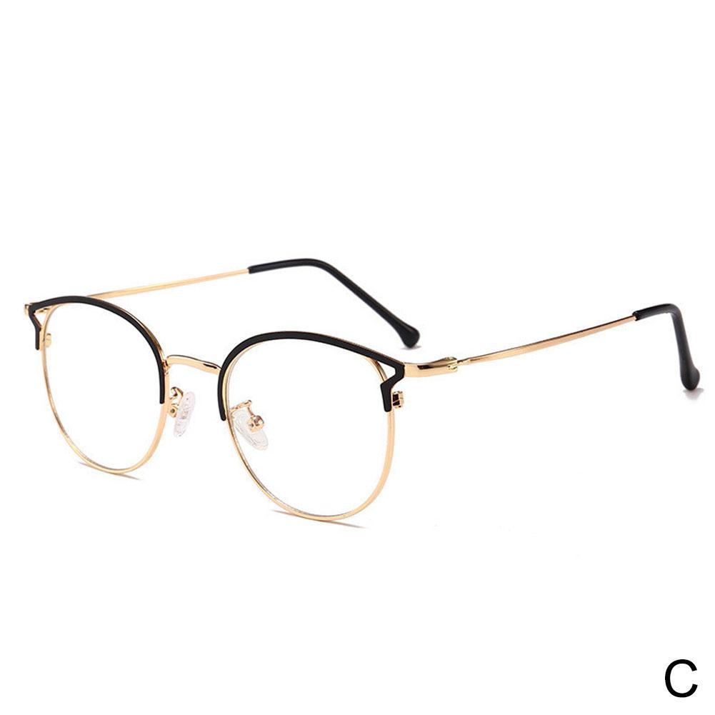 High-Tech Penetrating Glasses Anti Blue Rays Eyeglasses Vintage Metal Glasses Frame: C