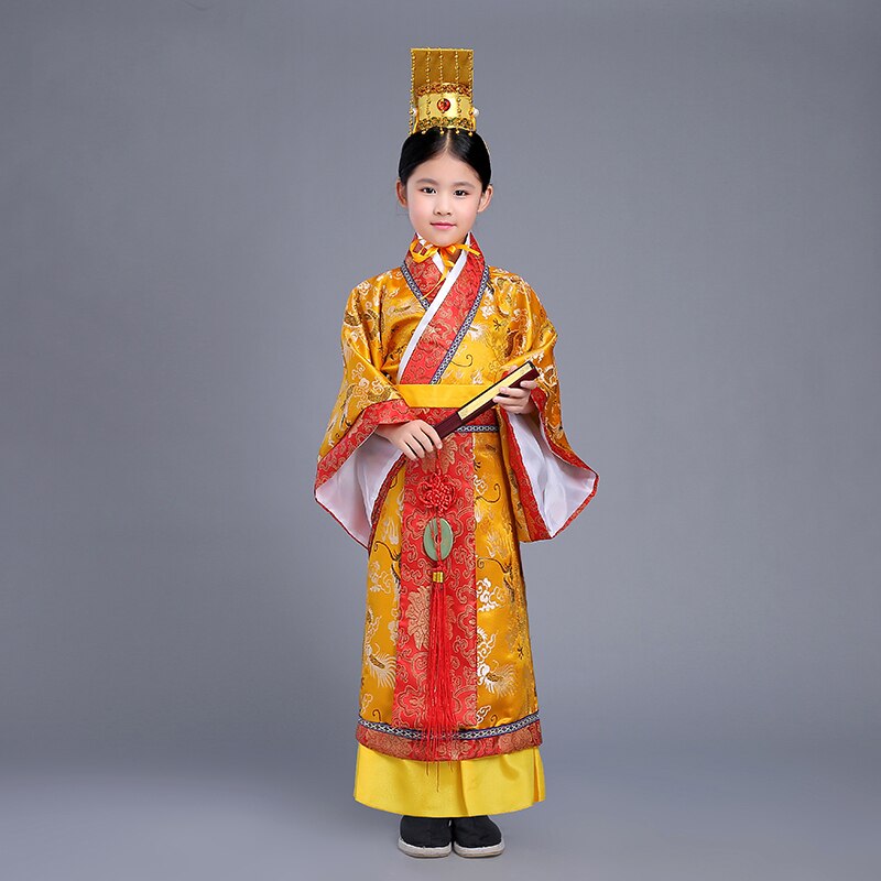 Boy's Dramaturgic Robe Chinese Traditional Ancient Emperor Prince Lovely Costume Kids Theatrical Play Robe Photo Dress: 2 / XL