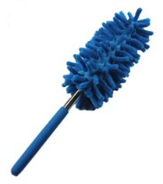Plumero de microfibra telescópico extensible para limpieza del hogar, limpiador de coche, mango de polvo,: Azul