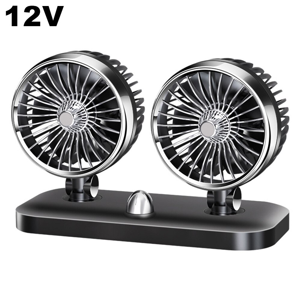 Car Mini Fan Double Head 180 Degree Rotating Adjustable Portable Cooling Cooler SUB: 12v