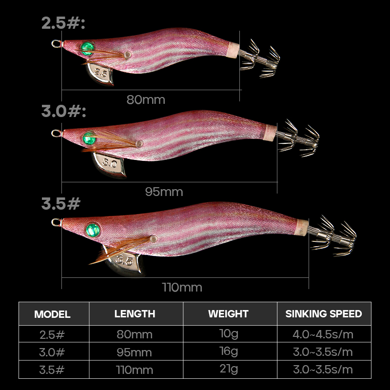 LETOYO 3.5# 3.0# 2.5# Cebo de calamar que se hunde Cebo de calamar luminoso Cebo de pesca artificial EGING Para Señuelo de pulpo Webfoot Pesca de Sepia Oficinalis EGI Señuelo de pesca en el mar