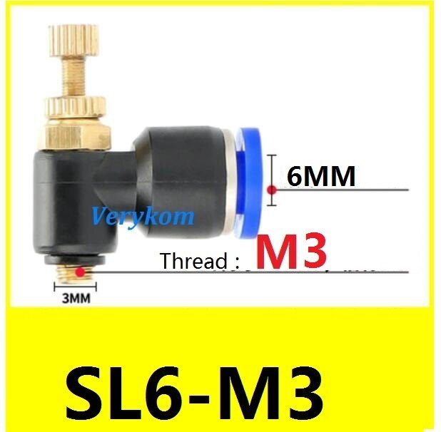 10pcs/lot SL6-M5/M6/M8 SL4-M3 SL8-M5 PSL6-M5 SL4-M5 Pneumatic Cylinder Throttle Valve Air Speed Controller Flow Adjuster PSL4M5A: SL6-M3A