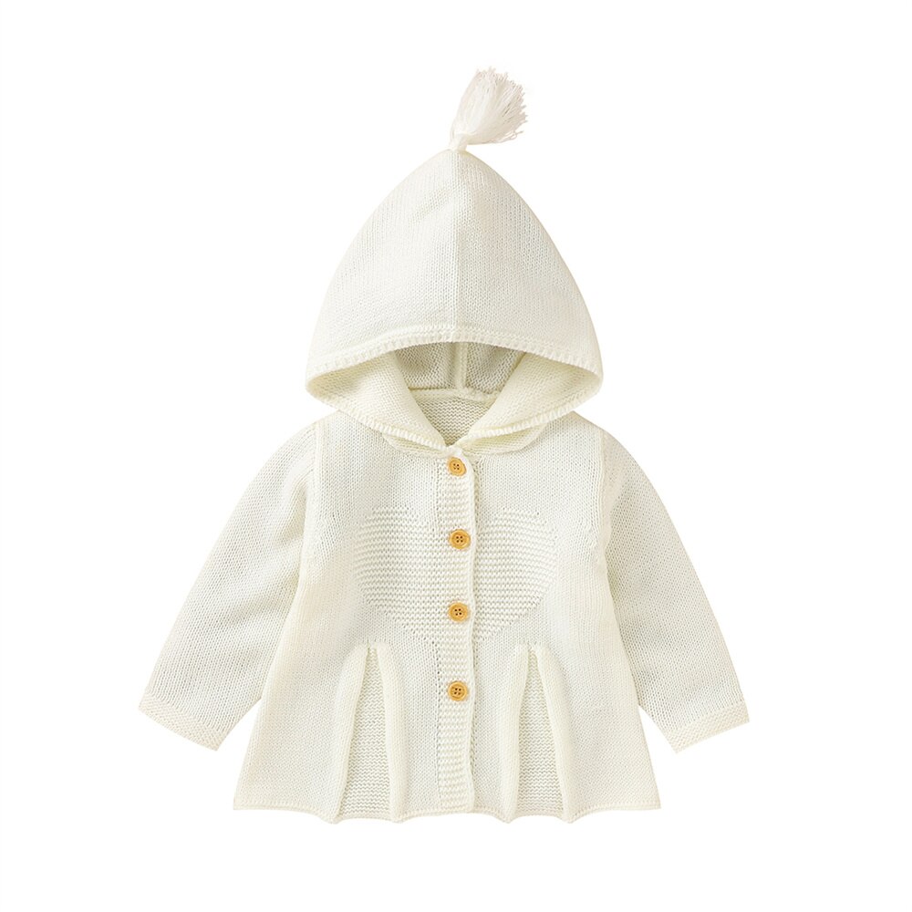 3-24M cappotto lavorato a maglia per neonato Unisex ragazzo ragazza tinta unita manica lunga con cappuccio top Casual primavera autunno abbigliamento: WHITE / 24M