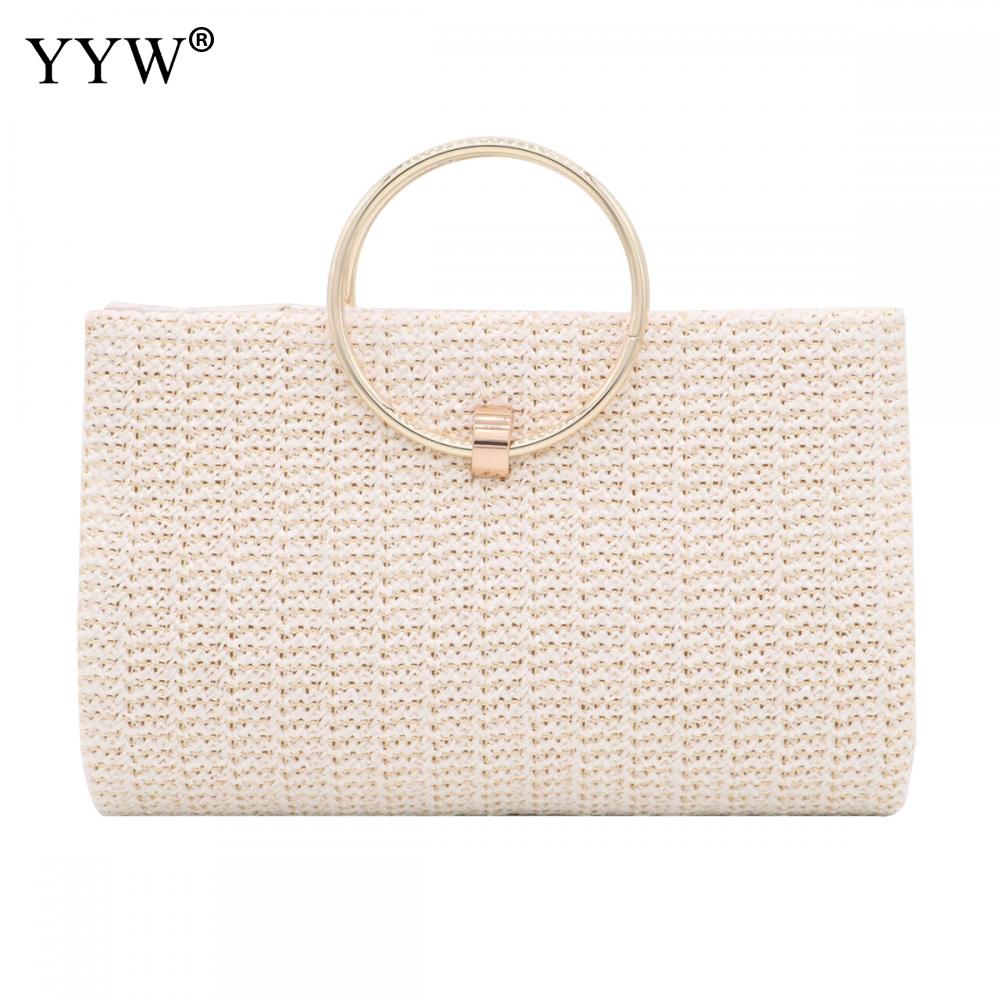 Pailles en alliage de Zinc glands sac à main pour femmes mariage fête pochettes avec chaîne anneau circulaire Bolsa Feminina sac à main soirée