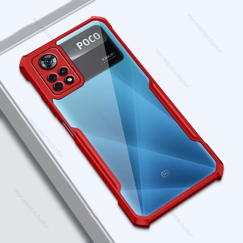 Para poco x4 pro caso resistente acrílico macio tpu quadro proteger funda poco pouco x4pro x 4 pro 5g nfc nfs à prova de choque coque: For Poco X4 Pro 5G / Red-03