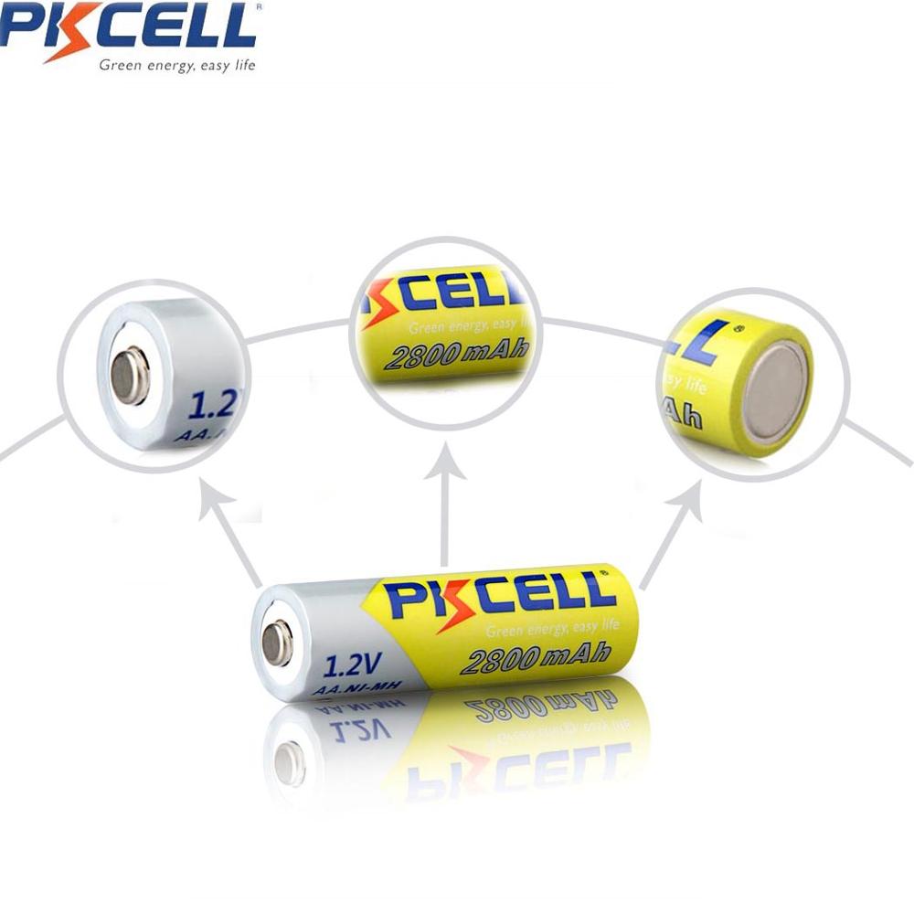 4Pcs PKCELL AA Battery Rechargeable Battery 1.2V 2800mah NIMH 2A Rechargeable Battery And 1Pcs Battery Holder Boxes Cases