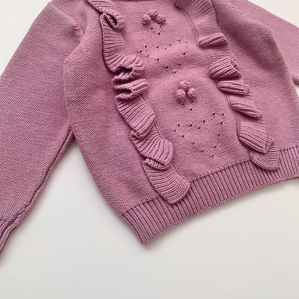 Baby flickor tröja stickad nyfödd baby kläder set volanger spädbarn jumpsuit småbarnströja med byxa för flicka pojke kläder set