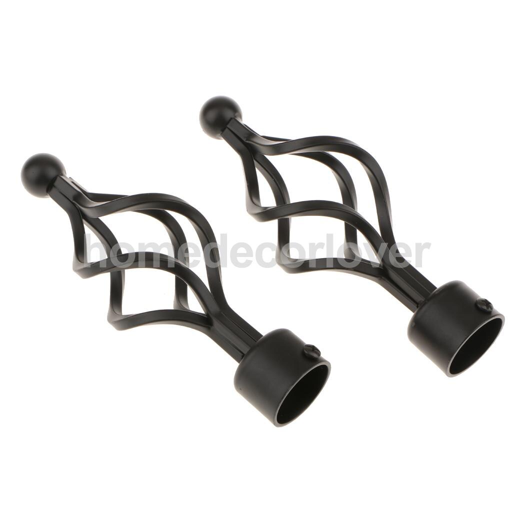 2Pcs Window Curtain Rod Drapery Pole Finals Decorative Heads Cap 28mm Inner Diameter: Twist Black 