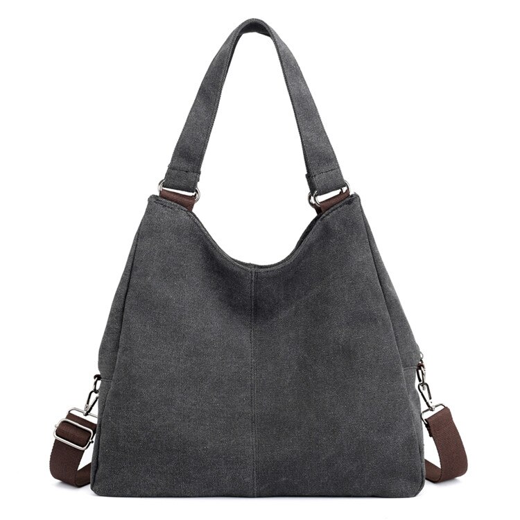 Women shoulder bag handbag female hobo tote bags ladies crossbody messenger bag canvas purse: Black