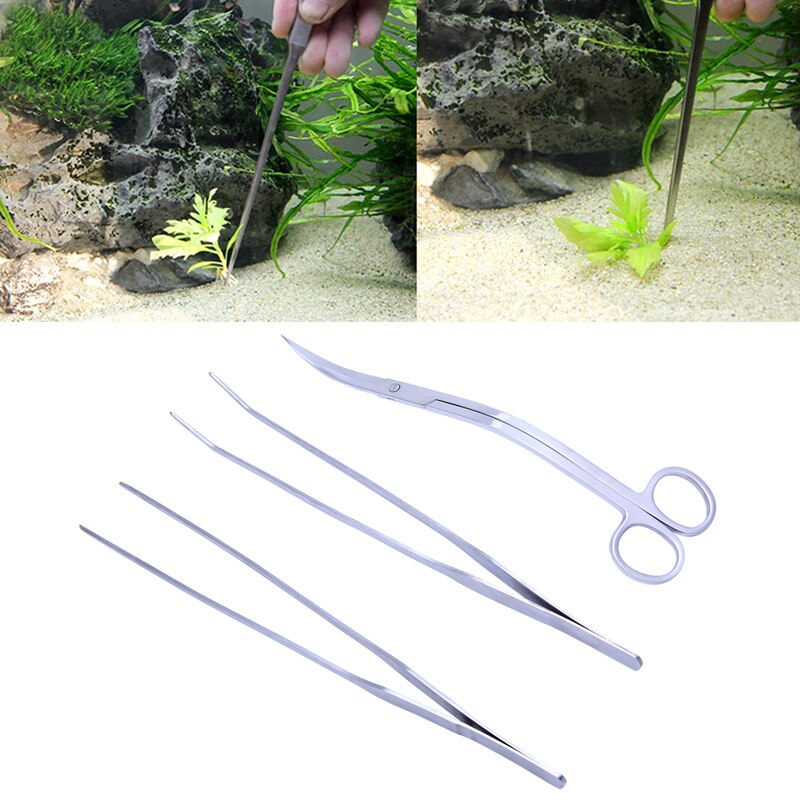 3in1 Aquarium Aquatisch Levende Planten Lange Handvat Pincet Schaar Trim Tool Kit Set Aquarium Bureau Accessoires