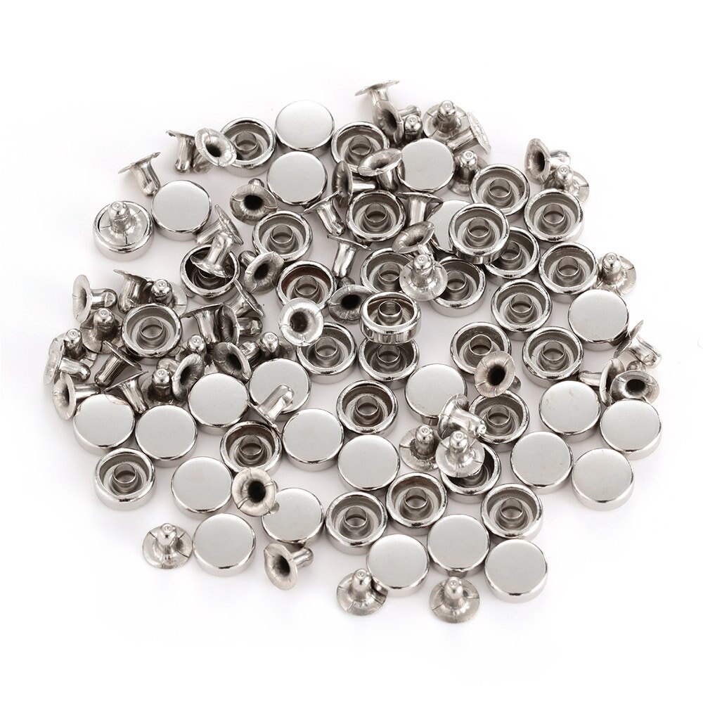 50Sets 7/9Mm Ronde Patroon Koper Nail Klinknagels Messing Schroef Doek Knop Kledingstuk Hoeden Schoenen Scrapbooking Decor nail Lederen Ambachten: silver / 7mm