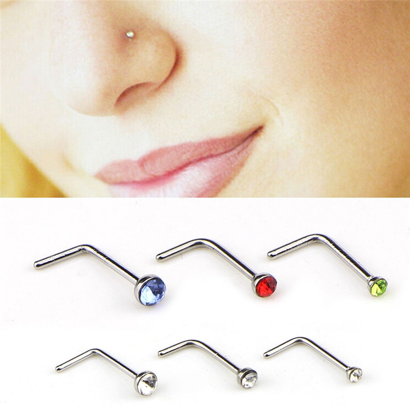 60 unids/set de Piercings de piedra de ópalo de titanio para nariz, nariz, aro nasal, Piercings, Septum, aro, aro, calibres, pendientes, Piercing para Septo