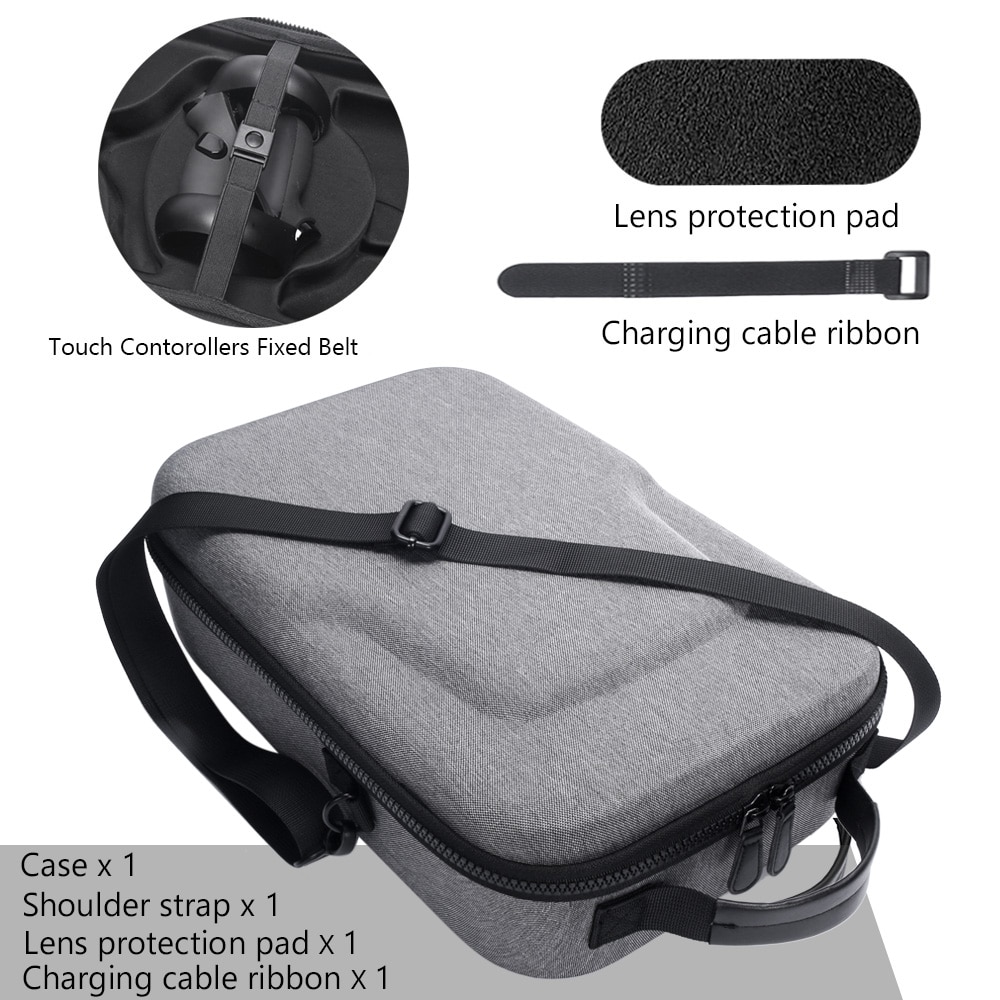 Waterproof Shockproof Travel Storage Bag Hard Carrying Case for Oculus Quest Vr Gaming Headset with Controller Inner zipper Pock