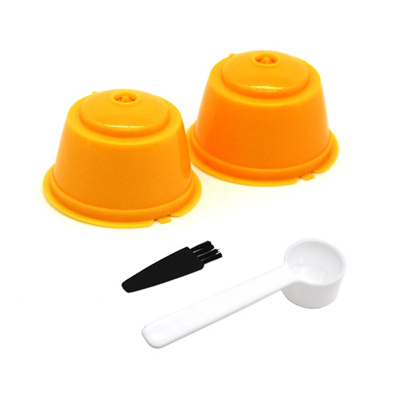 2PCS Reusable Dolce Gusto Coffee Capsules Filter Cup Plastic Nespresso Refillable Coffee Filter Baskets Caps Kitchen Accessories: 2PCS - yellow