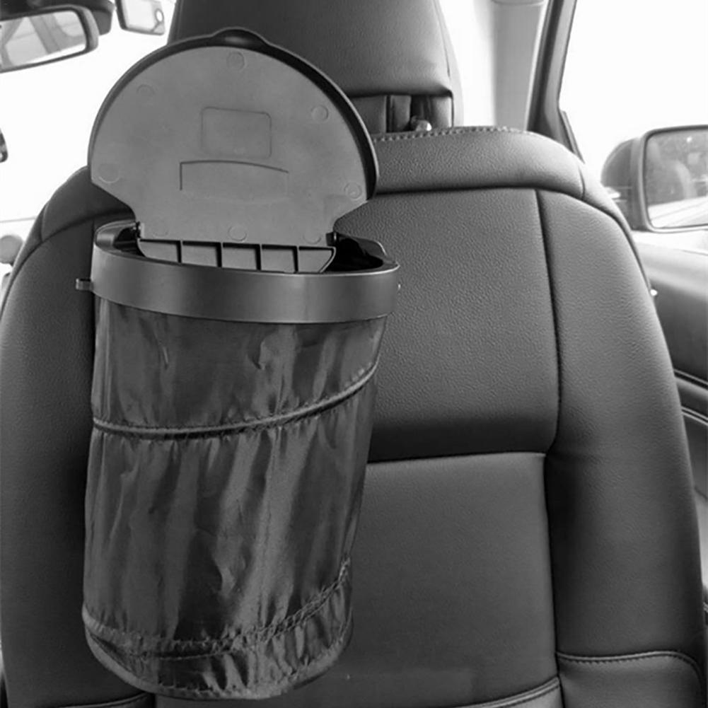 Car Trash Can With Lid Leak-Proof Collapsible Auto Trash Bin Car Storage With Cover Foldable Car Trash Can Automotive Supplies