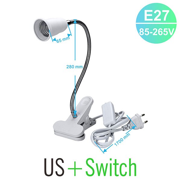 Lamp holder Lamp Base Socket Lamp Holder EU US Plug E27 85-265V Adapter Independent Flexible Extension Switch DIY For Pendant La: WG-US
