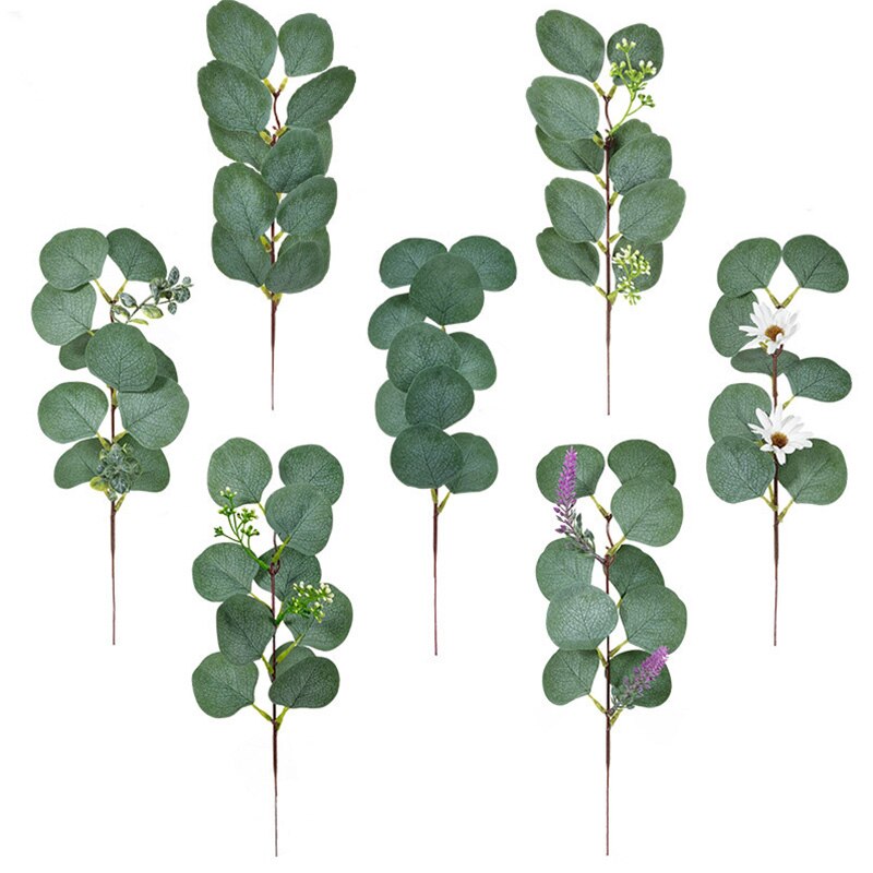 Simulation Eucalyptus Leaves Mini Simulation Eucalipto Single Artificial Leaf Plants Wedding Shooting Prop Home Party Decor