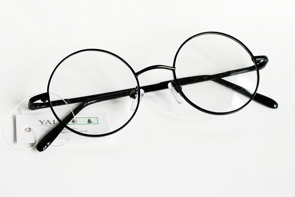Vintage runde små fjederhængsler john lennon metal brillerammer fuld kant nærsynethed rx stand briller: Sort