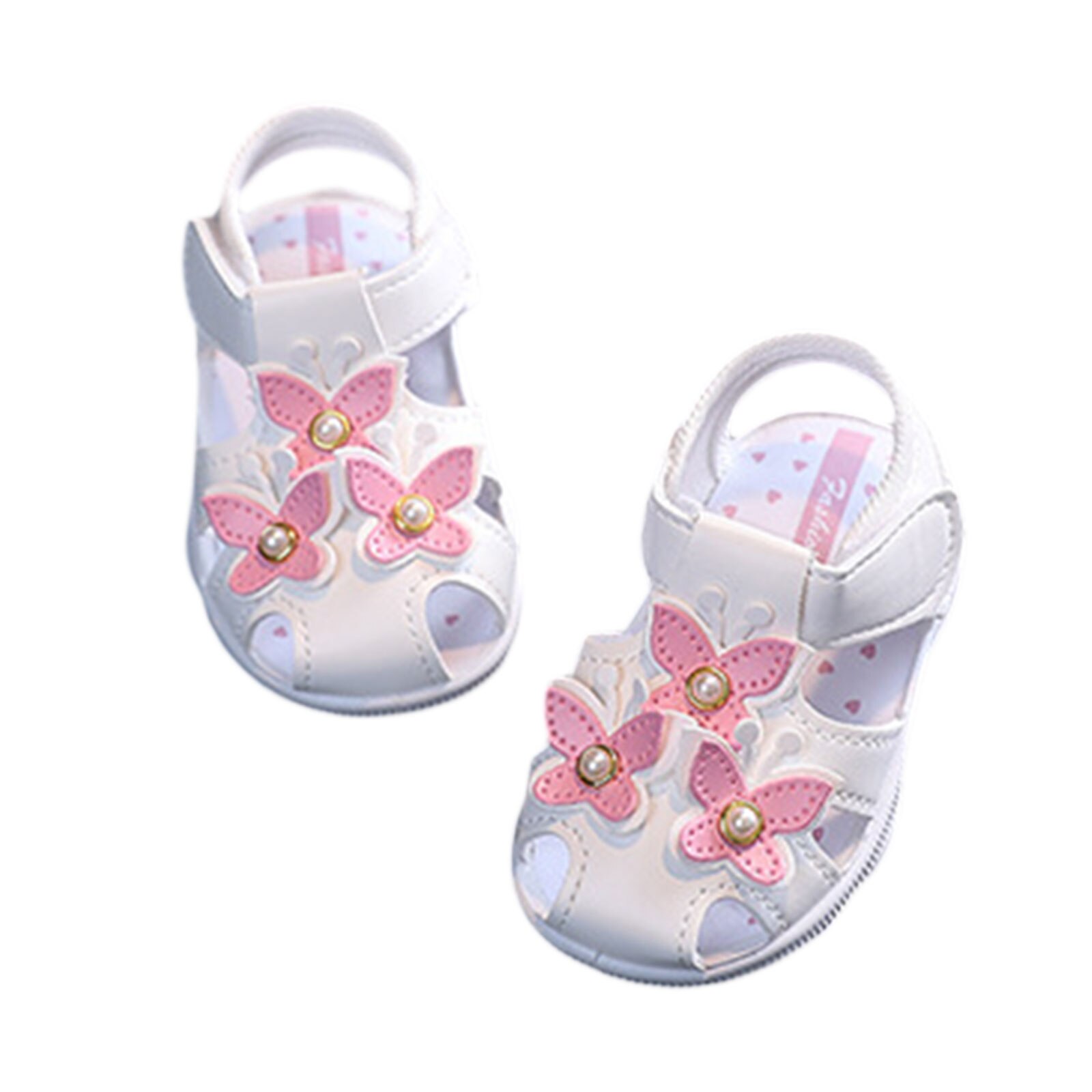 Baby Meisjes Gesloten Teen Sandalen 3D Vlinder Prinses Platte Schoenen Non-Slip Baby Eerste Wandelaars