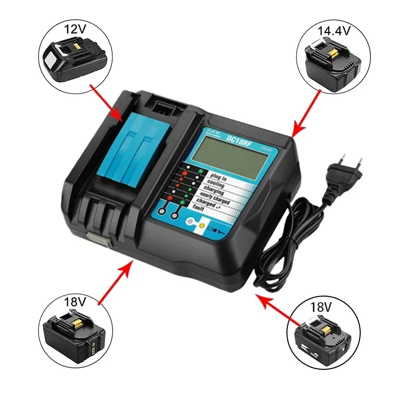 Do elektronarzędzi Makita 18V 6000mAh Akumulator z diodą LED Li-ion Zamiennik LXT BL1860B BL1860 BL1850 + 4A Ładowarka