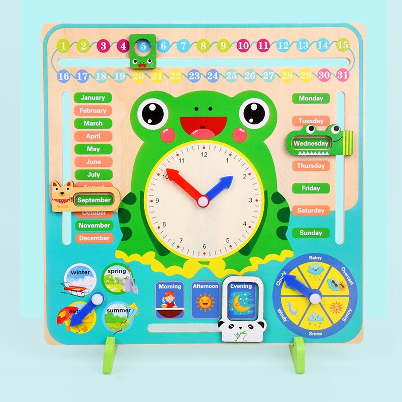 Wooden calendar education weather season toy clock learning