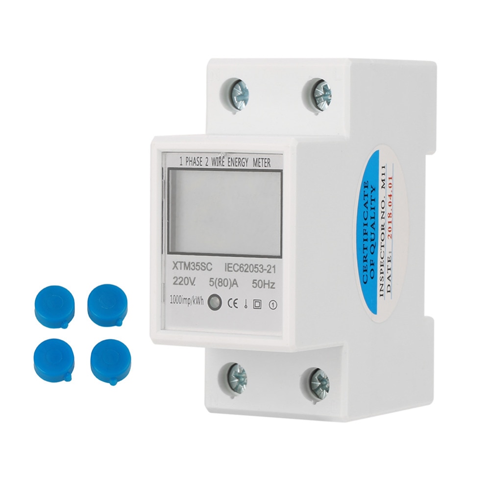 Digital 2P DIN-Rail Electric Meter 5(80)A 1-phase 2 Wire Electronic KWh Meter Din Rail Energy Meter 220V Tool discount
