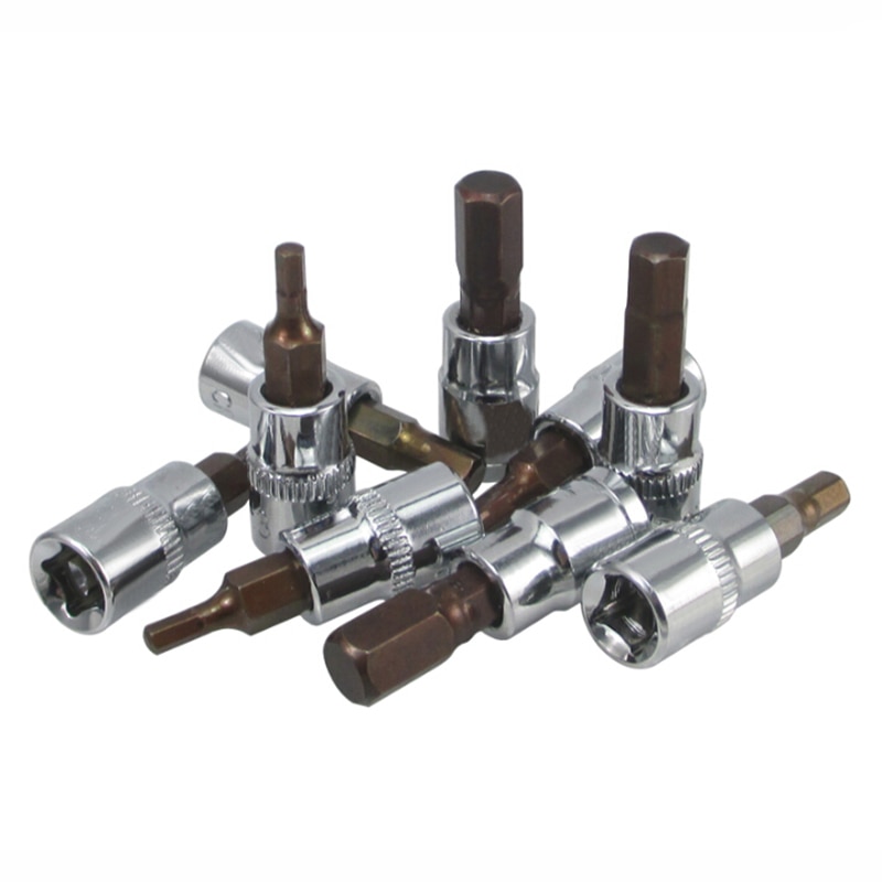 1/4 Dr Hex Allen Key/Bit Socket Tools Kit H2mm/2.5mm/3mm/4mm/5mm/6mm/7mm