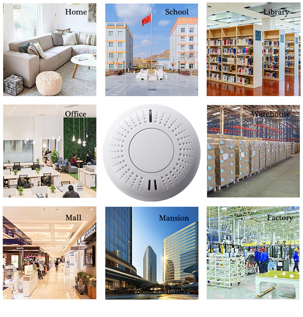 White Smoke Fire Alarm Remote Wireless Control sound alert Detector Sensor Detection for Home Security