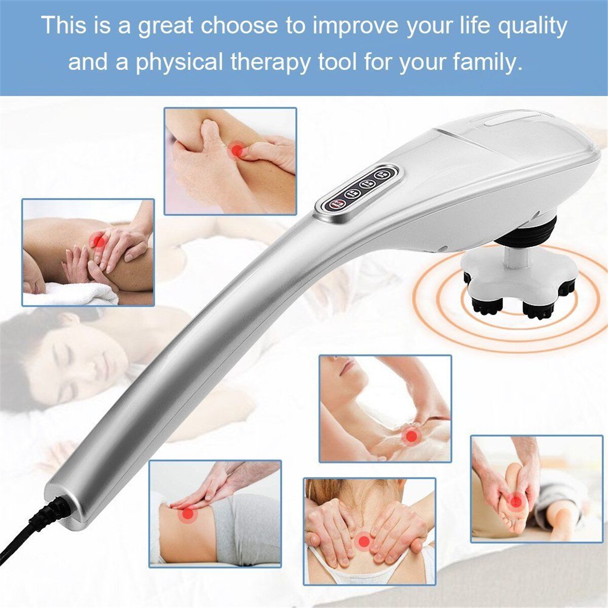 5 in 1 Elektrische Nacken Massagegerät Handheld Hammer Infrarot Massage Zurück Taille Bein Körper Entspannen Halswirbel Rolle Massage Stock