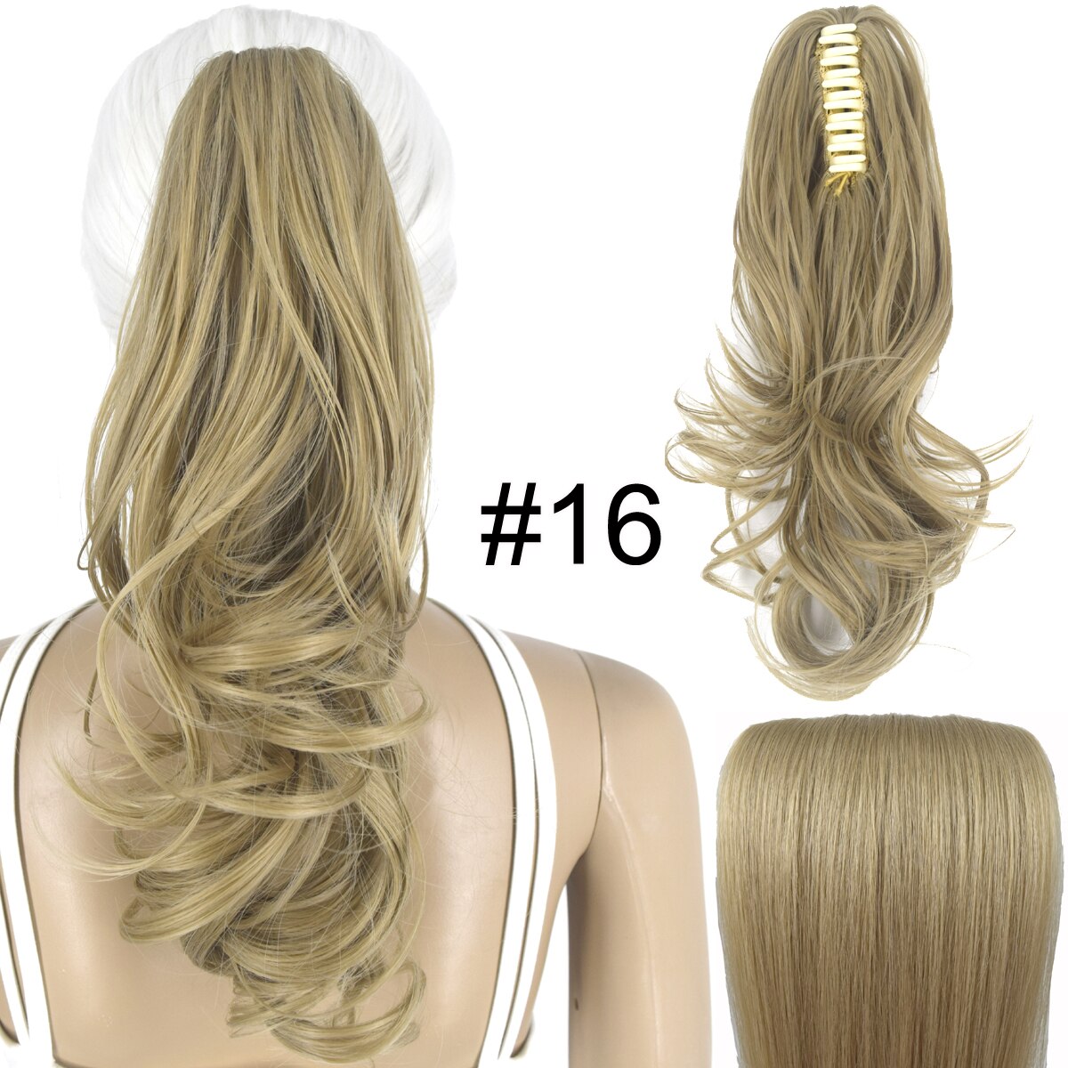 Topreety Hittebestendige Synthetische Haar 90gr 14 "35 Cm Golvend Claw Clip In/Op Paardenstaart Hair Extensions CP-222: T1/35