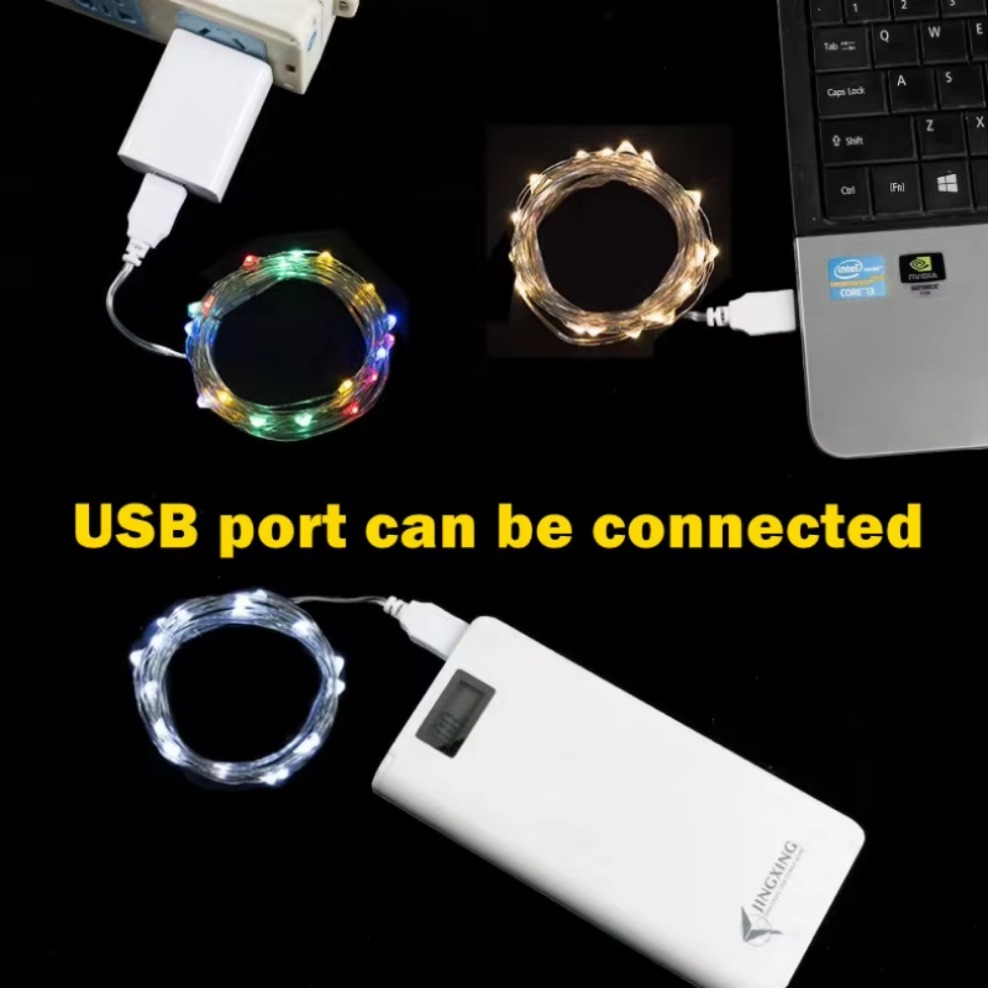 20m vattentäta usb led-ljusslinga koppar silvertråd girland ljusslingor för jul bröllopsfest dekoration krans