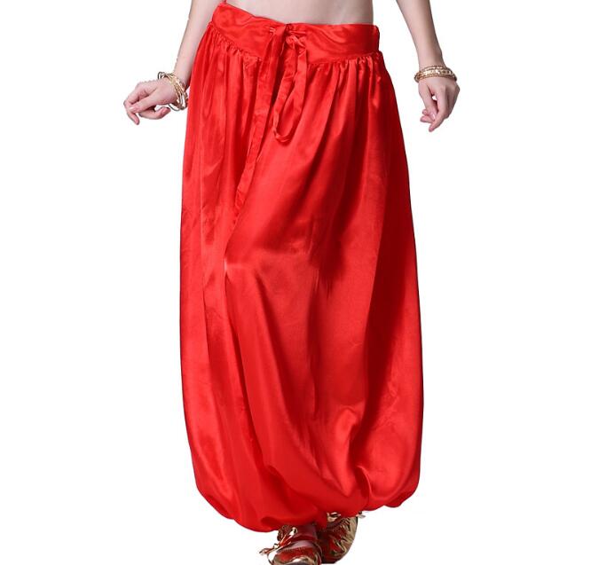 Pantalones bombachos de estilo Tribal para danza del vientre, pantalón indio de danza del vientre, pantalones bombachos egipcios para Navidad, Color sólido,: Rojo