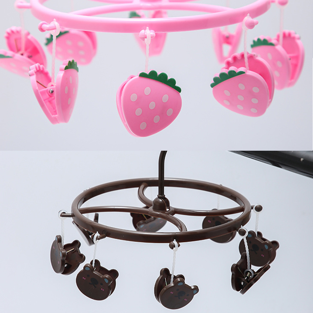 Underwear Clothes Hangers with Multi Clips Cute Socks Bra Hanger for Kids PP Balcony Wardrobe Closet Organizer