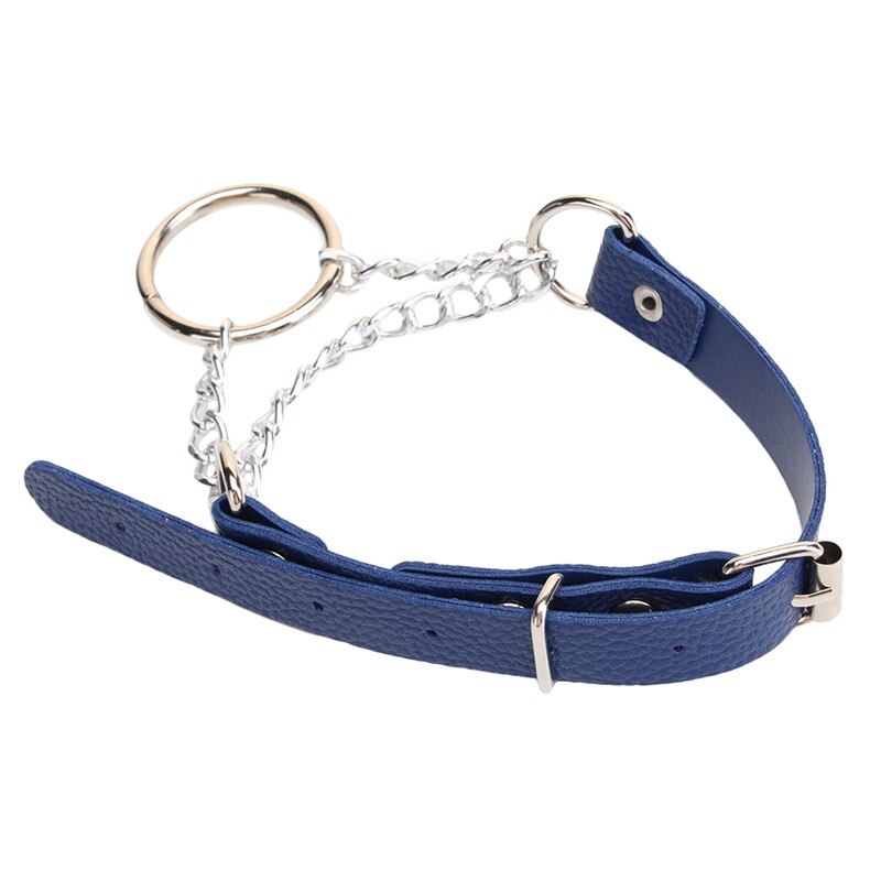 Punk Cross Kraag Choker Bel Ronde Ketting Hart Zwart Pu Lederen Punk Goth 100% Handgemaakte Hals Sieraden: blue
