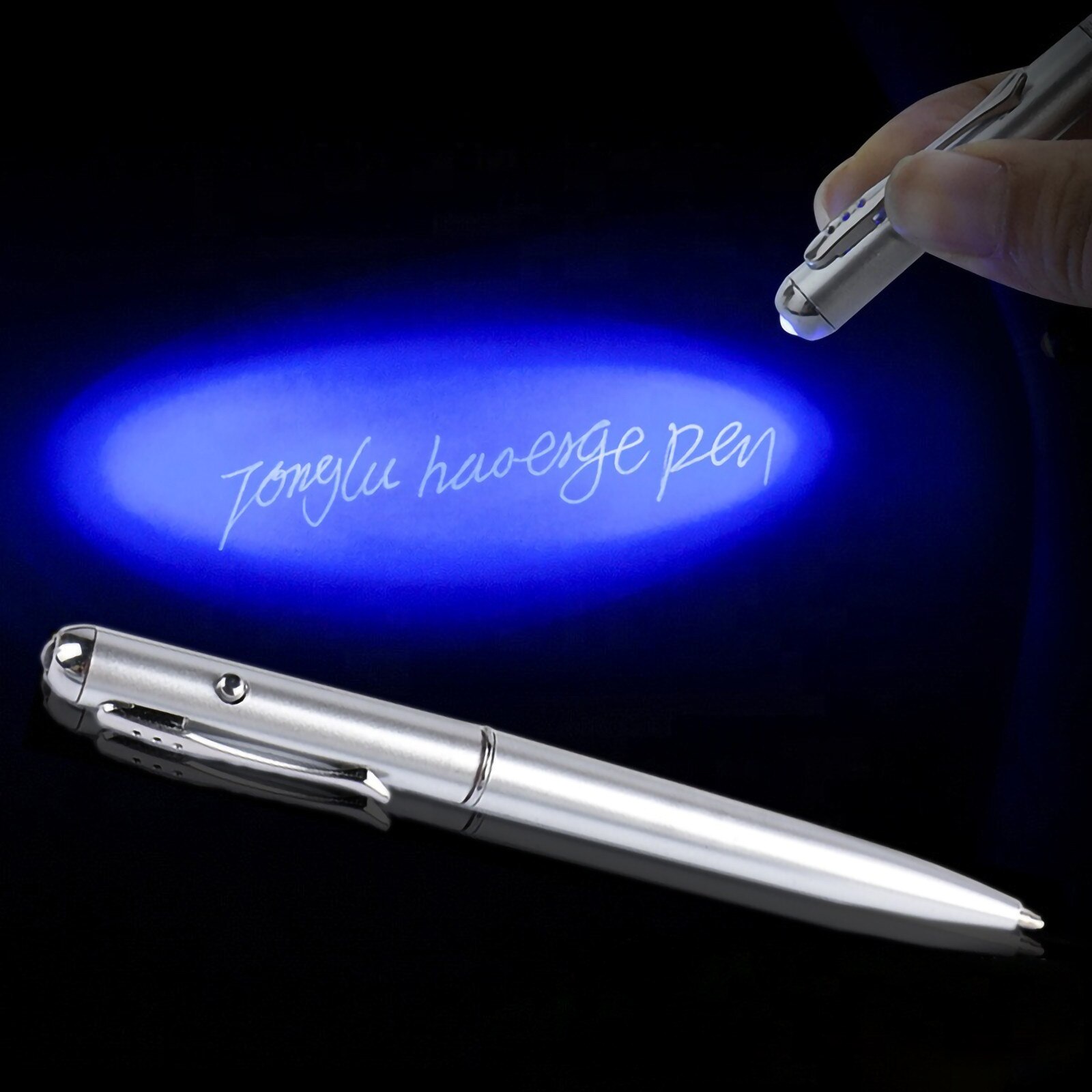 Stylo à encre invisible en plastique avec lampe ultraviolette, fournitures scolaires et de bureau, stylo à bille d'espionnage magique #50
