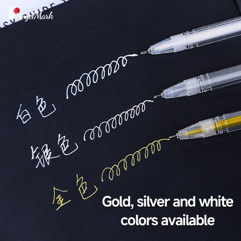 Stylo à encre Gel blanc classique, rouleau de gelée, marqueur pour surbrillance artistique, 3/6/12 pièces, blanc brillant, argent, or, peinture artistique, stylos à dessin