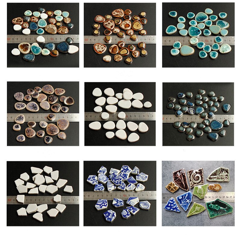 100g mozaika ceramiczna fragmenty niebieskie i białe kawałki porcelany rzemiosło materiały kolaż małe płytki DIY kreatywna artystyczna dekoracja