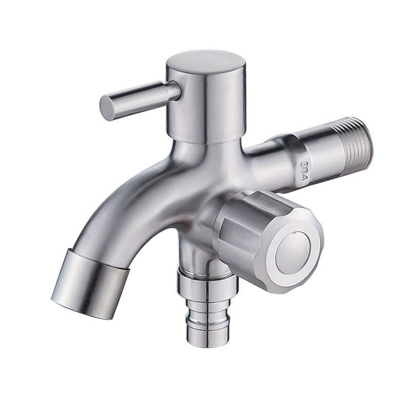 Edelstahl Waschmaschine Wasserhahn 1in 2 aus Multifunktions Wasserhahn Doppel Bibcock draussen Garten Waschmaschine Mopp klopfen