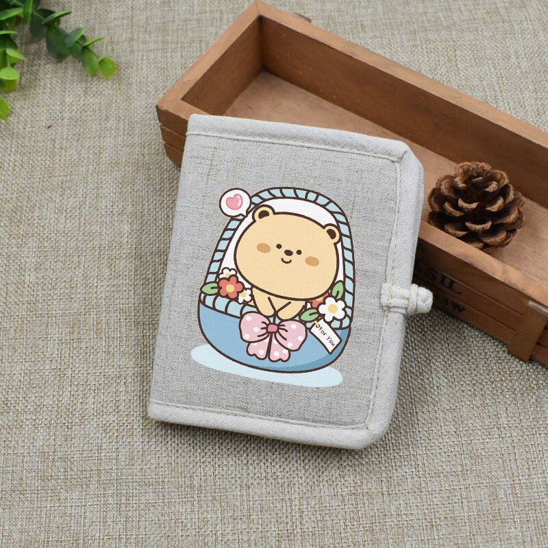 Cartoon Cute Corgi Dog Printing Short Wallet Chinese Style Linen Handmade Women's Wallets Kawaii Purse for Girls: 4