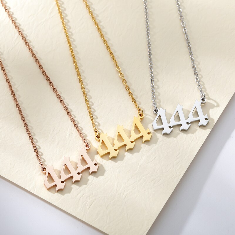 444 666 777 Angel Number Necklace Devil Angel 999 222 111 Necklace For Women Collares Chain Stainless Steel Minimalist Jewelry